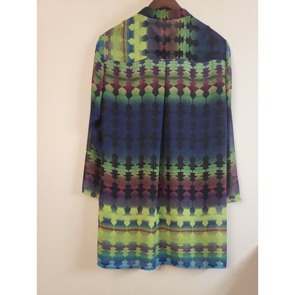 VINTAGE UNITS SHEER RETRO ARTSY FEMININE LONG SLEEVE BUTTON FRONT WOMEN MEDIUM - Picture 2 of 5